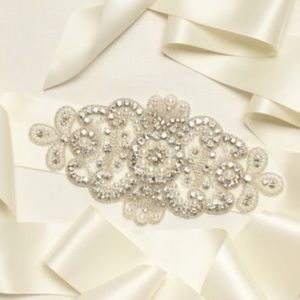 Pearl and Rhinestone Accented Satin Sash